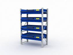 Стеллаж с выкатными платформами ДВК S-HEAVY 1000/1300 (4 яруса хранения)