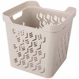 Ящик с крышкой универсальный Deluxe, 286x286x286 мм, 18л, светло-бежевый