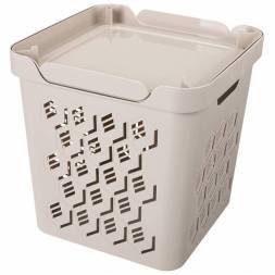 Ящик с крышкой универсальный Deluxe, 286x286x286 мм, 18л, светло-бежевый