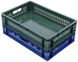 Ящик пластиковый мясной Е1, 600х400х120 мм, синий [600400120-00]