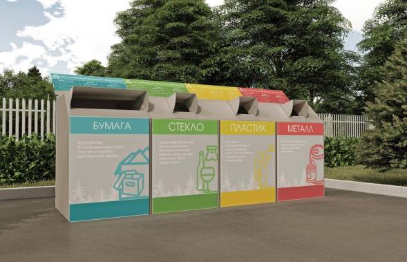 Контейнерная площадка для раздельного сбора мусора КП27, 6000x900x1600 мм