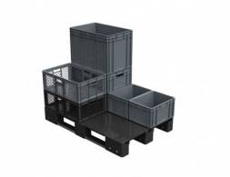 Паллет (поддон) пластиковый сплошной на 3-х полозьях, 1200x800x150 мм, ЭКО, черный [02.117F.98.R]
