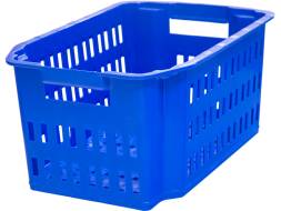 Ящик пластиковый c перфорированными стенками и дном, 535x367x252 мм, 49.5 л, синий [Б364]