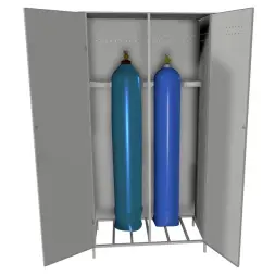 Усиленный шкаф с решетчатым дном для 2х кислородных баллонов 1,2мм 2000x1000x560 мм Светло-серый