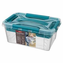 Ящик универсальный с замками и вставкой- органайзером Grand box, 4,2л, голубой