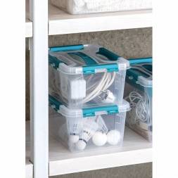 Ящик универсальный с замками и вставкой- органайзером Grand box, 4,2л, голубой