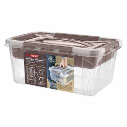 Ящик универсальный с замками и вставкой- органайзером Grand box, 4,2л, коричневый