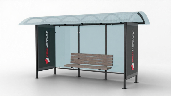 Павильон остановочный с двумя лайтбоксами Классик 8, 4200x1600x2700 мм