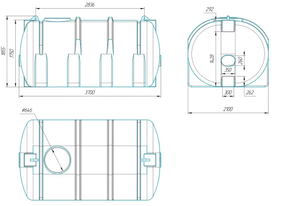 Емкость горизонтальная 10000л Усиленная