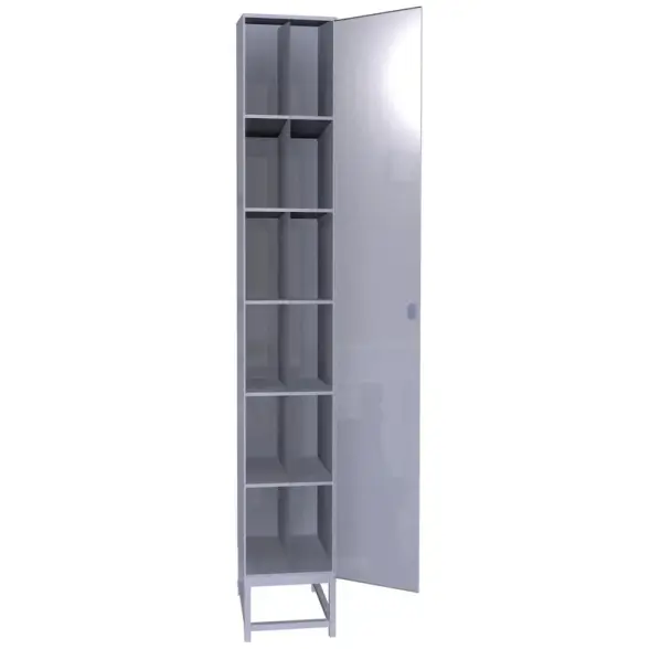 Шкаф для 12 противогазов ХПГ-12 (на подставке) с дверью 2104x300x396 мм Светло-серый