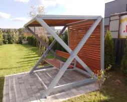 Качели парковые «Некст» с теневым навесом и задней стенкой