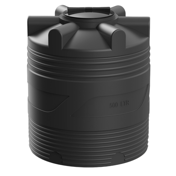 Бочка (емкость) пластиковая вертикальная с крышкой, 500 л, черный [TV500S1]