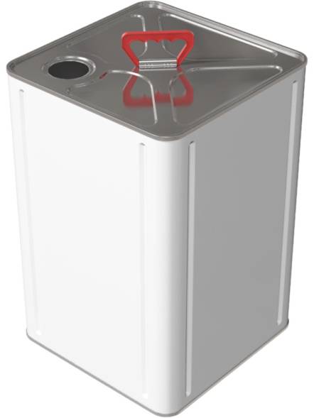 Канистра металлическая квадратная с пластиковой ручкой, 18 л, отверстие под берикап 42мм, белый [4112]