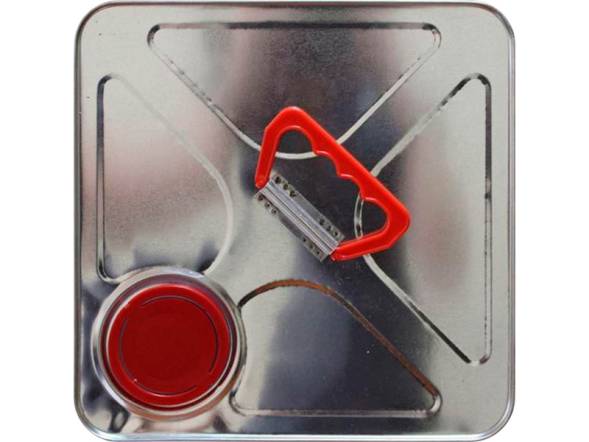 Канистра металлическая квадратная с пластиковой ручкой, 18 л, отверстие под берикап 42мм, белый [4112]