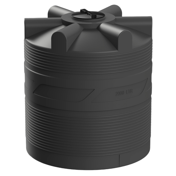 Емкость (резервуар) пластиковая вертикальная с крышкой, 2000 л, черный [TV2000S1]
