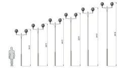 Стальной фонарный столб Т-07-2 со светильниками 4,915 м