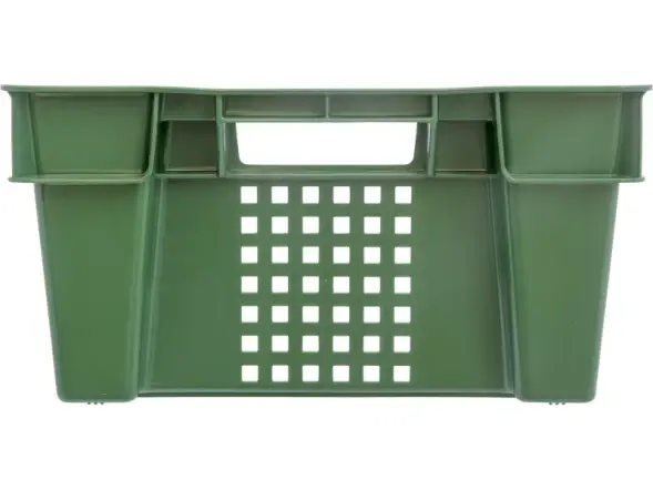 Ящик пластиковый перфорированный, 600x400x200 мм, 48 л, зеленый [102-У]