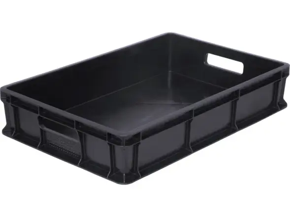 Ящик пластиковый с ручками сплошной, 600x400x120 мм, 22 л, черный [704.03.01]