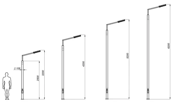 Стальной фонарный столб «Поло-Э» со светильником 5,2 м (120 Вт)