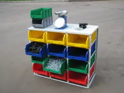 Стеллаж с направляющими Стелла-техник V4-12 стационарный, односторонний, 12 ячеек с ящиками