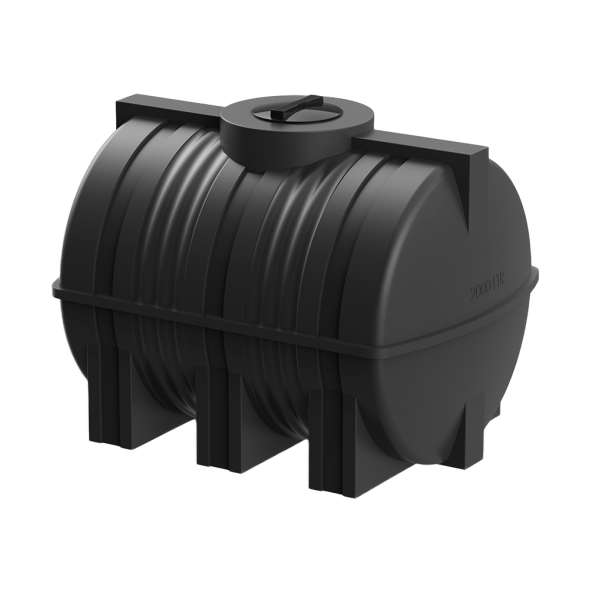 Емкость пластиковая горизонтальная для хранения воды и дизельного топлива, 2000 л, черный [TG2000S1]