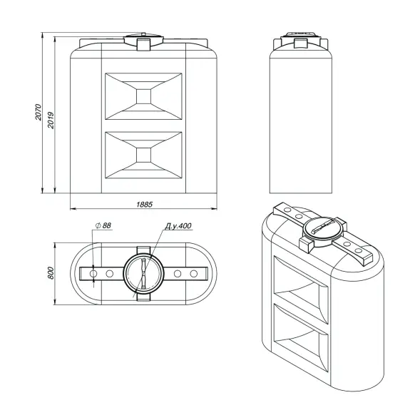 Емкость SL 2000л зеленая