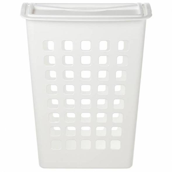 Корзина для белья с поворотной крышкой узкая, белая