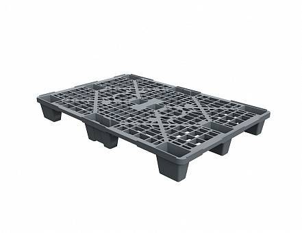 Паллет (поддон) пластиковый перфорированный на ножках, 1200х800х140 мм, серый [02.102.91.Q]