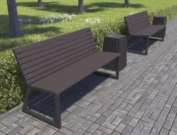 Скамейка стальная «Леман» 2,0 м (2 опоры) ангарская сосна