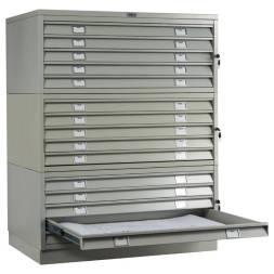 Шкаф металлический картотечный (картотека) для чертежей ПРАКТИК A0-15, А0, 15 ящиков, 1270x1359x927 мм