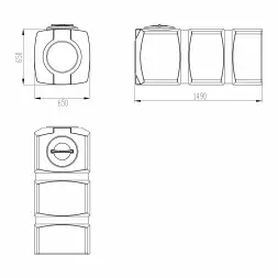 Емкость прямоугольная 500л горизонтальная