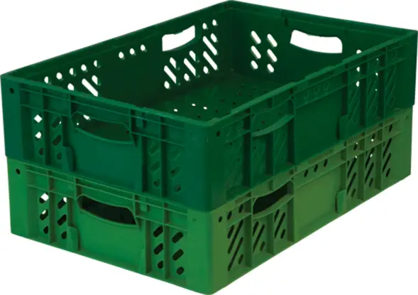 Ящик пластиковый c перфорированными стенками и дном, 600x400x140 мм, 33.6 л, зеленый [118]