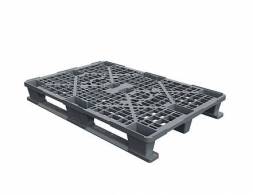 Паллет (поддон) пластиковый перфорированный на 2-х полозьях, 1200х800х150 мм, серый [02.102.91.С71/2]