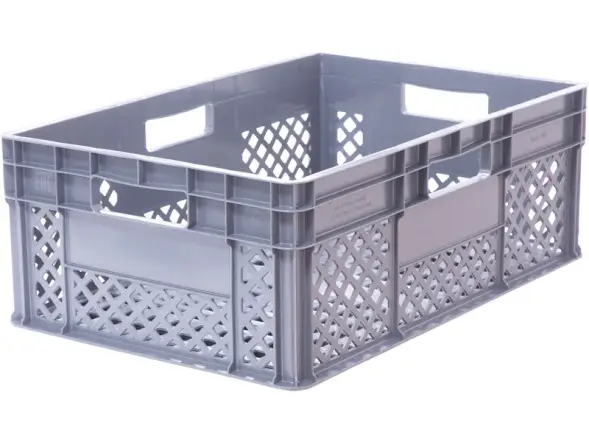 Ящик пластиковый перфорированный, 600x400x220 мм, серый [922.01.01.01]