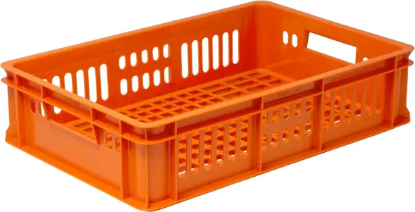 Ящик пластиковый перфорированный, 600x400x150 мм, 28 л, оранжевый [418]