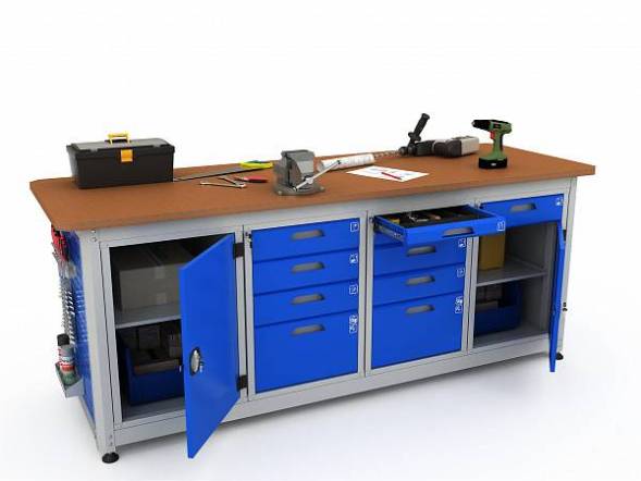 Верстак ДВК с 4 тумбами COMBAT 41452.2340