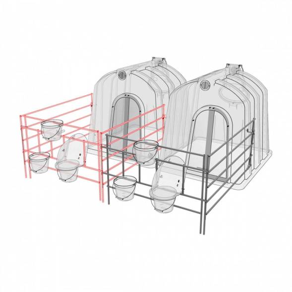 Вольер домика для телят с совмещенной боковой стенкой оцинкованный