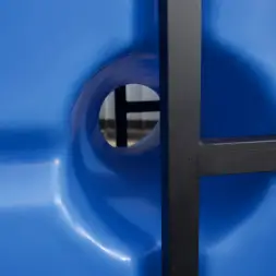 Емкость ST 2000л с патрубками 100мм под плотность до 1.5 г/см3 с откидной крышкой синяя в обрешетке