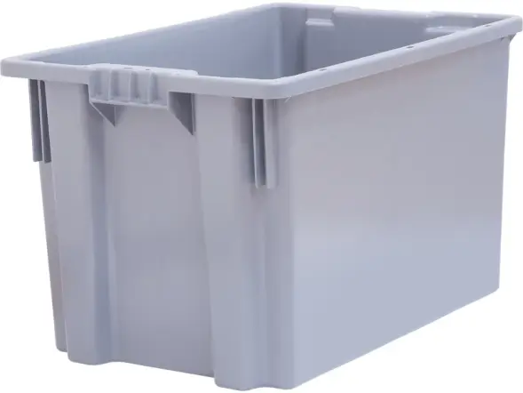 Ящик пластиковый сплошной с гладким дном, 600х400х350 мм, серый [603 ГД ВС]