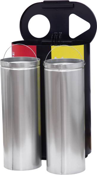 Урна для раздельного сбора мусора Акцент-2 с наклейками: пластик / несортируемые отходы