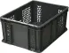 Ящик пластиковый перфорированный, 400×300×180 мм, 16.6 л, чёрный [702.01.02]
