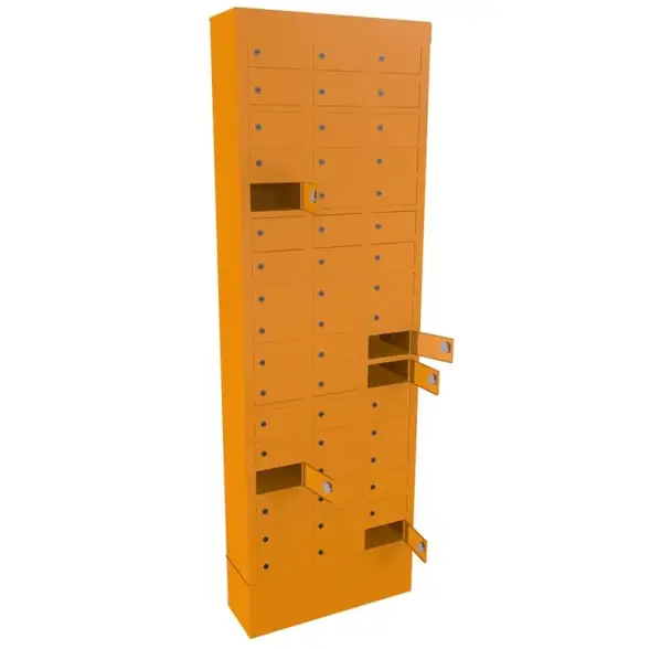 Шкаф для хранения мобильных телефонов на 51 ячейку 1850x600x200 мм Оранжевый
