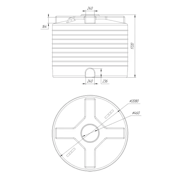 Емкость вертикальная 5000л низкая усиленная