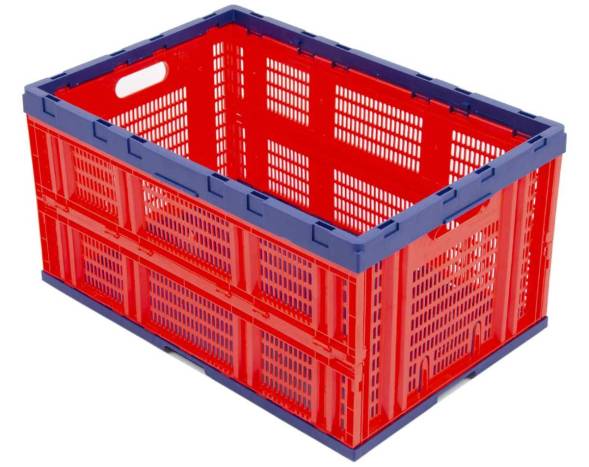 Ящик пластиковый складной с перфорированными стенками, 600х400х310 мм, красный [600400310-01]